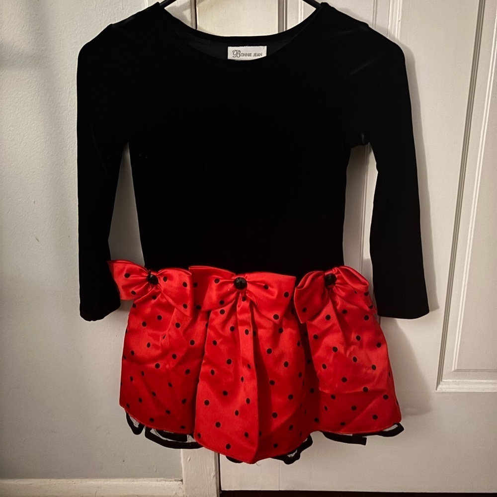 Girls Black and Red Polka Dot Dress